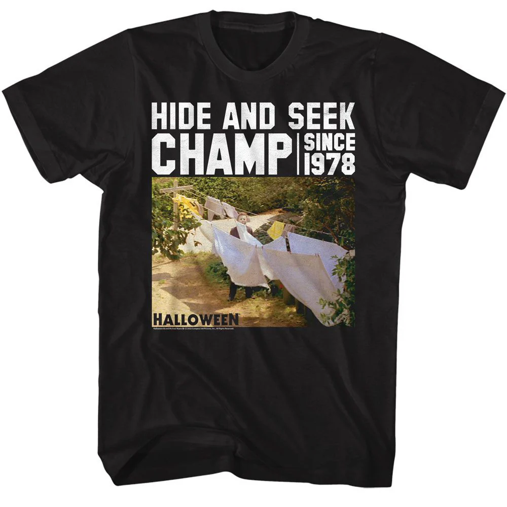 Unisex Adult T-shirt Rockinstone Halloween Movie Hide And Seek Black Sizexxxl