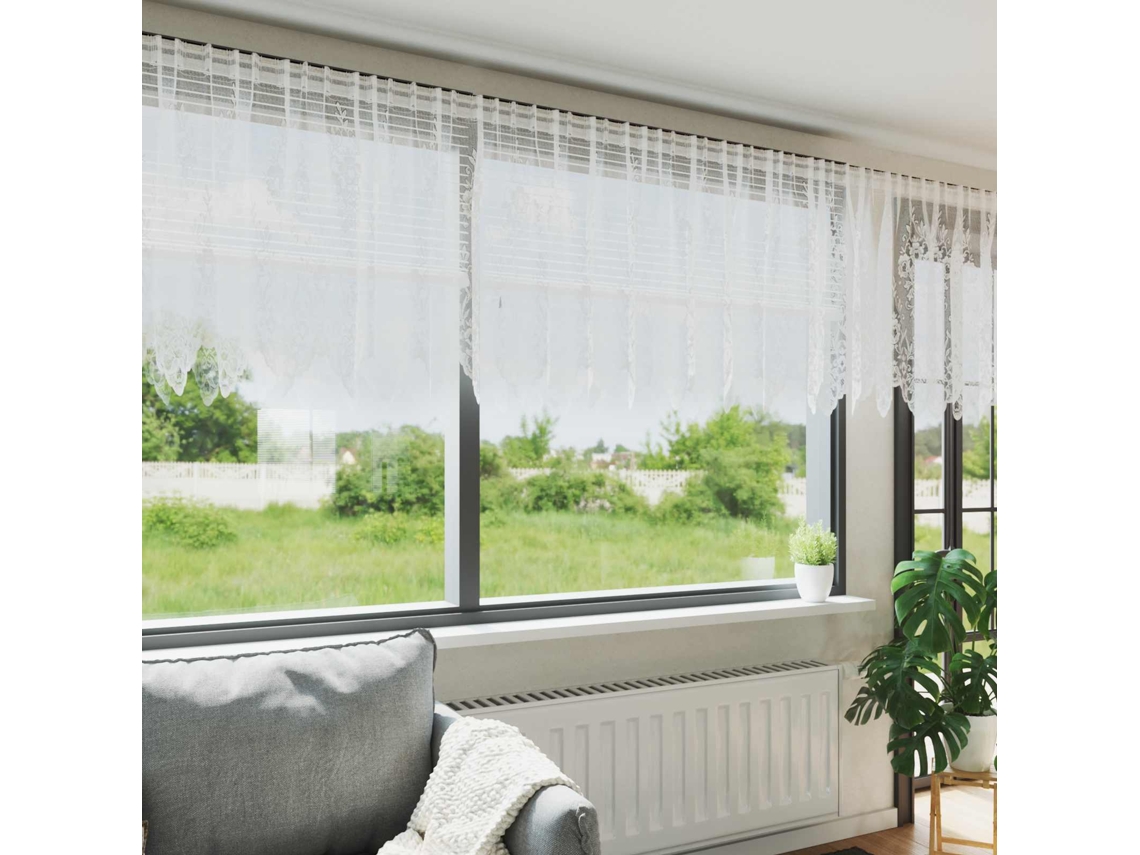 Vidaxl Cortina De Renda Branco 80 X 500 Cm Poliéster