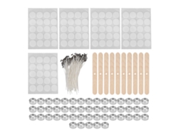 Kit de Fabricação de Velas com 100 Pavios, 100 Adesivos, 50 Cascas e 10 Suportes de Madeira S/MARCA