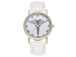 Reloj De Pareja Unisex De Cuarzo Con Correa De Cuero Pu Y Números Romanos (blanco)