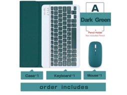 Capa Com Teclado Para Tablet Lurelia, Compatível Com I Pad Mini 7 De 8,3" 2024, Verde Escuro, Teclado Bluetooth, Rato 2.4g