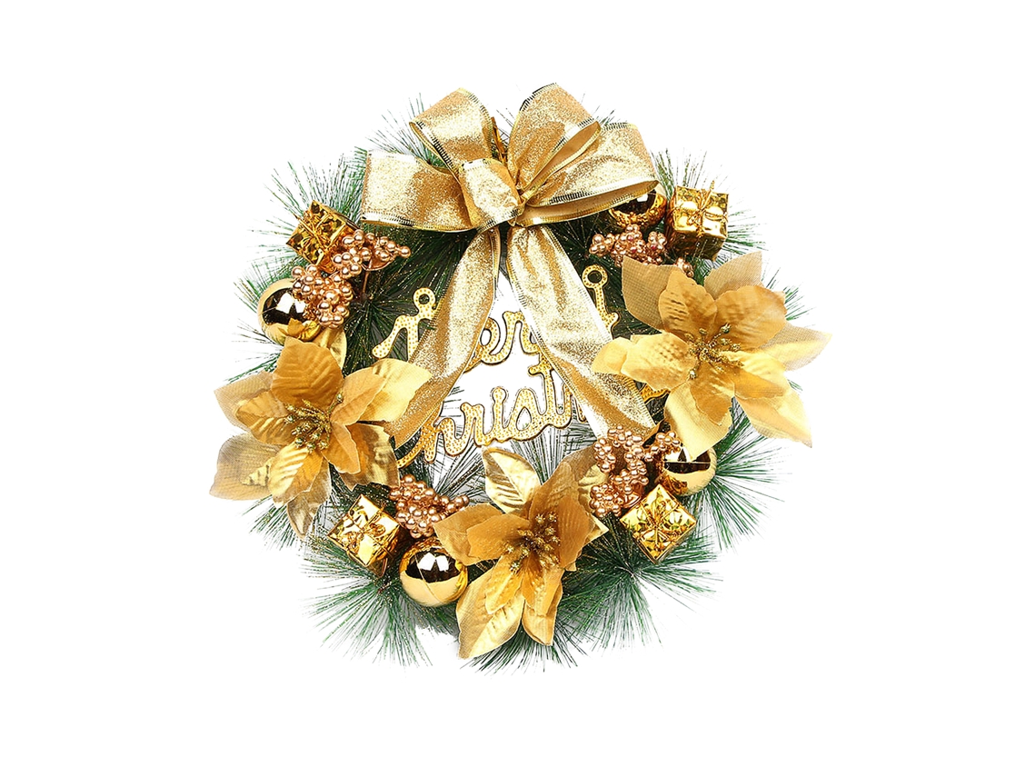 Guirlanda de Natal com Laço Dourado, 30cm LAXISCREED