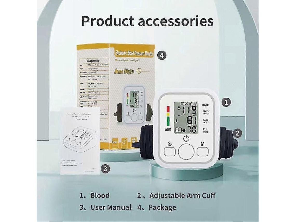Medidor De Pressão Arterial De Braço - Monitor Digital Preciso Para Medir A Pressão Arterial Em Casa, Ideal Para Idosos. Fácil De Usar.