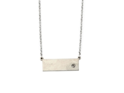 Colar Com Pingente Retangular Rhinestone Aço Inoxidável