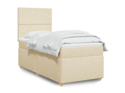 Vidaxl Cama com Molas/colchão 90x190 Cm Tecido Cor Creme