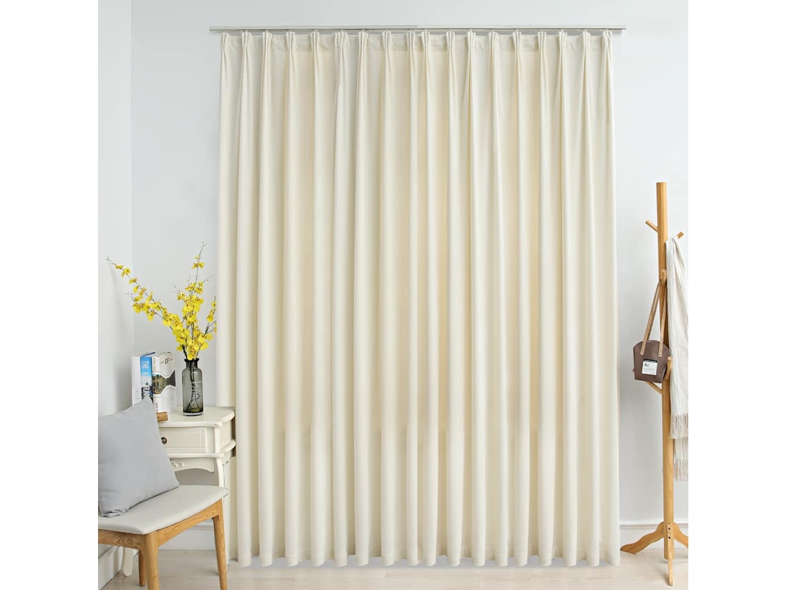 Vidaxl Cortina Blackout Com Ganchos 290x245 Cm Veludo Creme