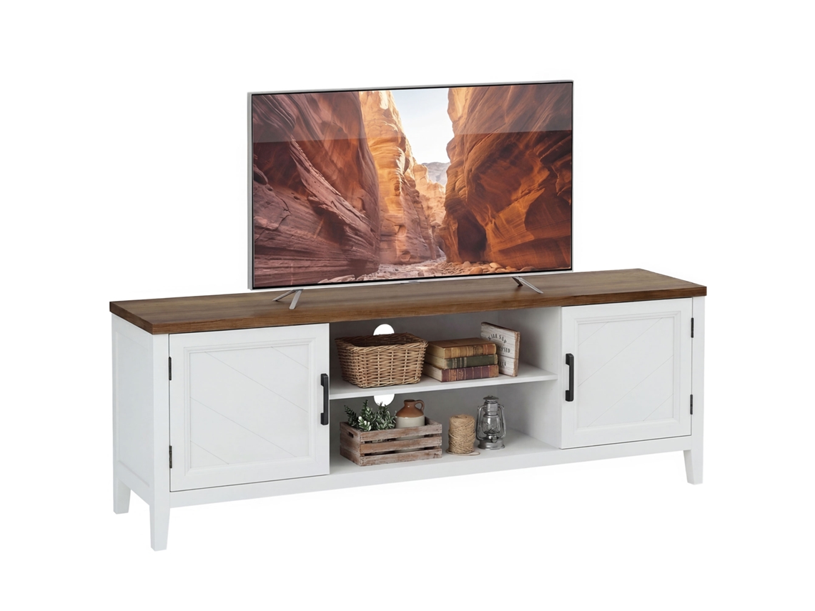 Suporte para TV CHEZMOI de 140cm para TVs até 65 polegadas com 2 portas e 2 compartimentos