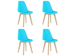Vidaxl Cadeiras De Jantar 4 Pcs Plástico Azul
