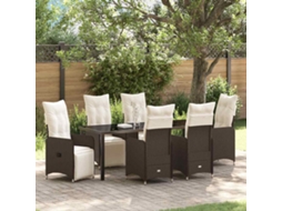 Vidaxl Conjunto De Jantar Para Jardim 7 Unid. Castanho Vime Pe