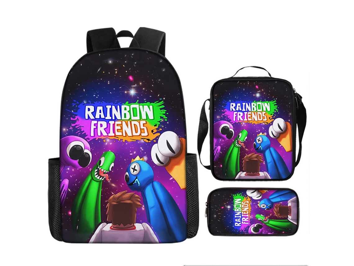 Conjunto De Mochila Infantil Com Estampa De Arco-íris E Três Peças: Mochila, Mochila De Refeição A Tiracolo E Estojo, Modelo 24