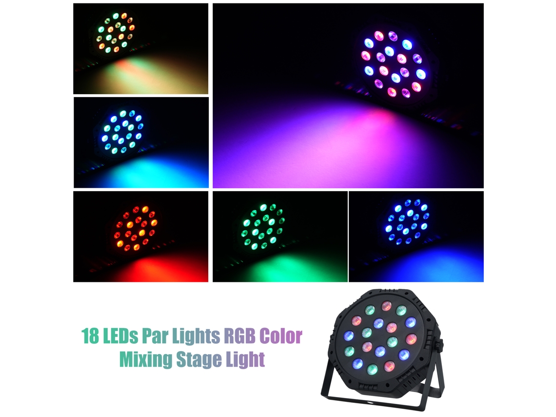 2026 18 Leds Par Lights Rgb Mezcla de Colores Dmx512 Activado por Sonido para Fiesta Ktv Disco Dj Club Bar