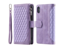 Capa Em Couro Pu Com Suporte E Pega Para Apple Iphone X / Xs Max - Roxo