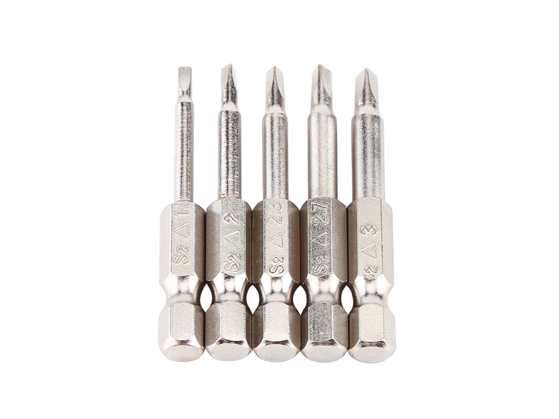Conjunto de 5 bits de chave triangular hex 1/4" 50mm aço S2 | S/MARCA