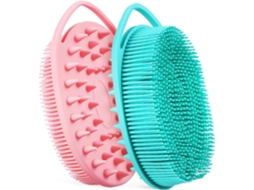 Conjunto De 2 Escovas Silicone Dupla Face Para Limpeza Corporal E Banho