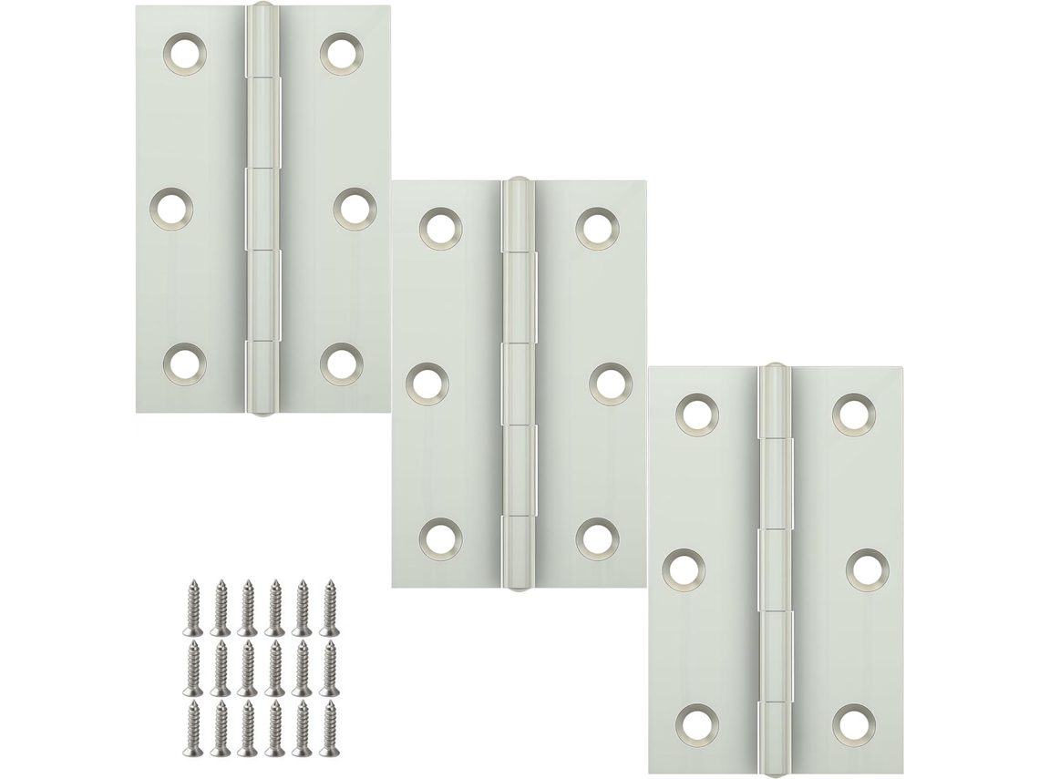 Dobradiças De Aço Inoxidável, Pacote Com 3 Unidades, Para Armários, Portas De Batente E Ferragens Para Janelas, Com