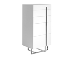 Chiffonier Em Madeira Branca E Aço Cromado