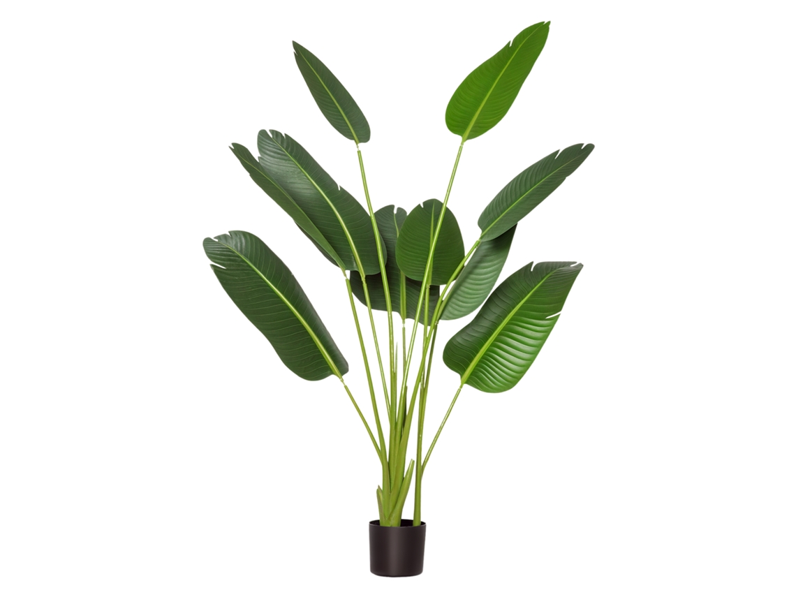 Bananeira Artificial 160cm Vaso 10 Folhas Realistas Tropical Interior Exterior Verde
