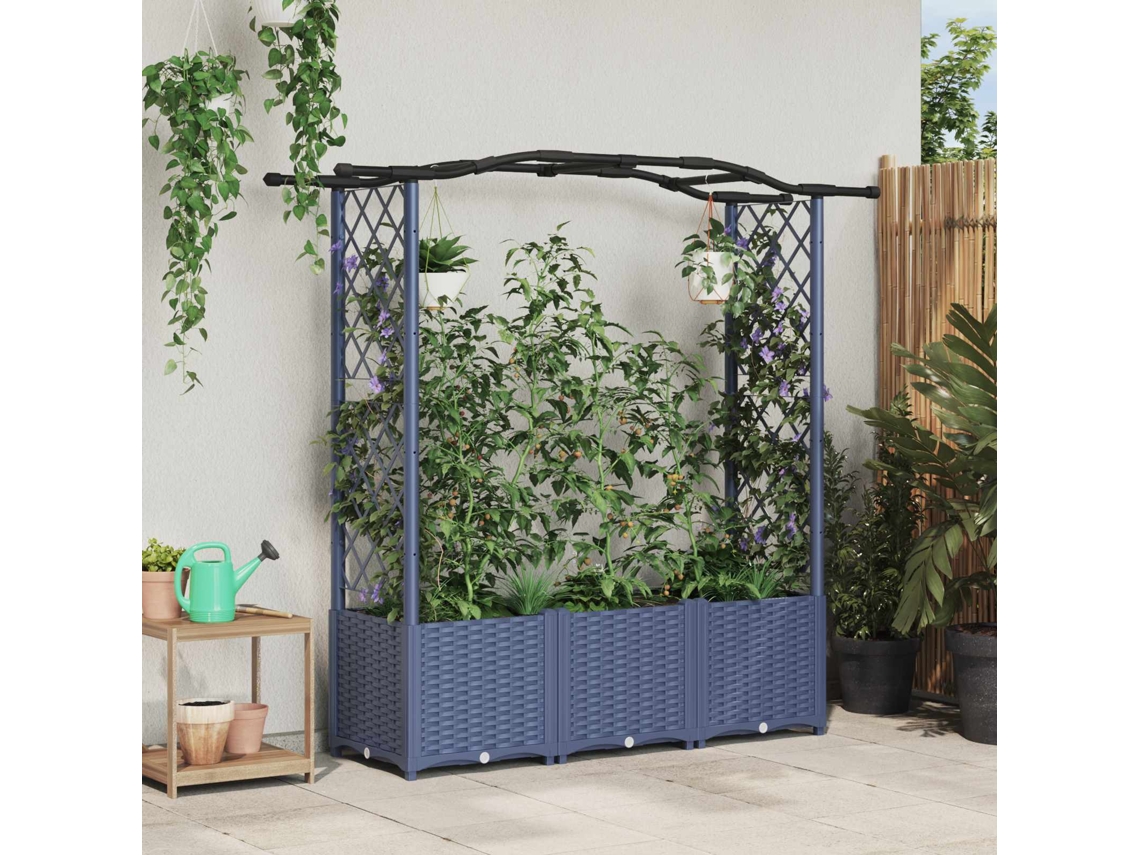 Vidaxl Cama Elevada Com Treliça E Telhado Cinzento 164 X 40 X 138 Cm
