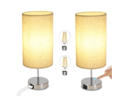 Candeeiro De Cabeceira Vintage Regulável Com Toque Regulável E27 Com Função De Carregamento Usb Regulável Branco Quente Led Nettlife