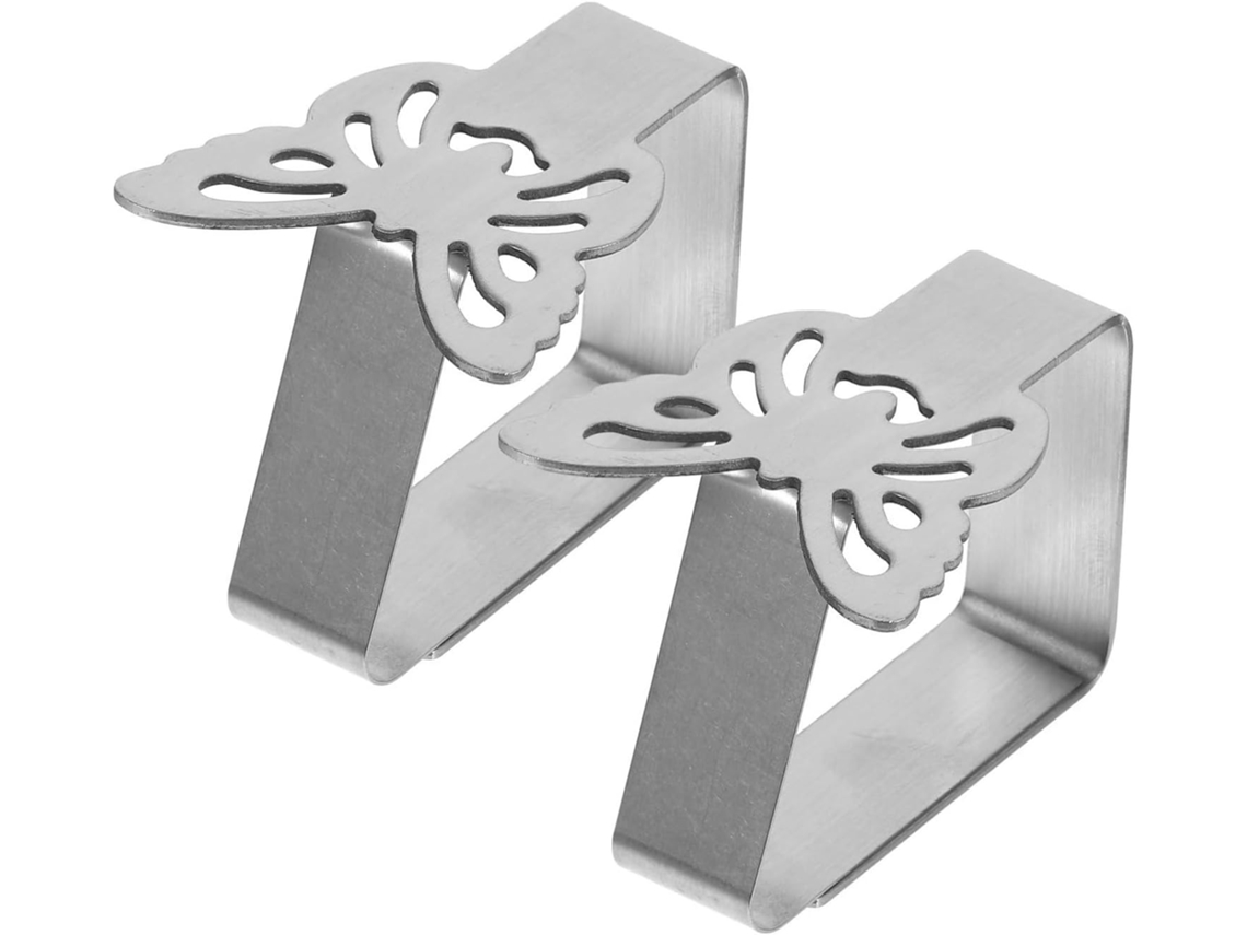 Prendedores De Toalha Mesa Em Aço Inoxidável, Alta Elasticidade Para Toalhas De Mesa E Festas, Pacote Com 2 Peças, Cor