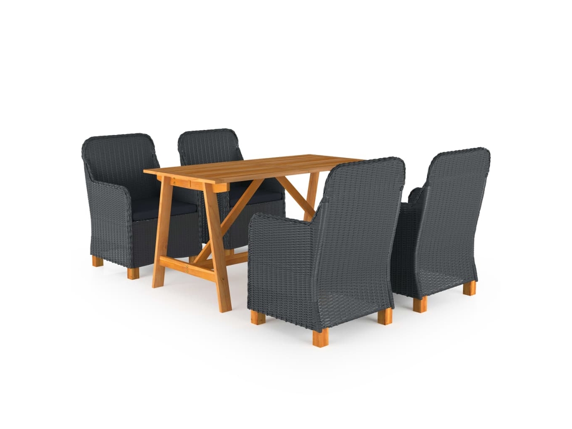 Conjunto De 5 Peças De Jantar Para Jardim Cinzento Escuro Dkd Home Decor