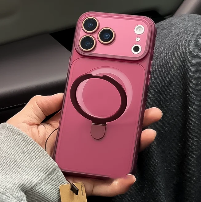 Capa Fosca Magnética Para Carregamento Sem Fio (iphone 11 Vermelho) Com Suporte E Transparente.