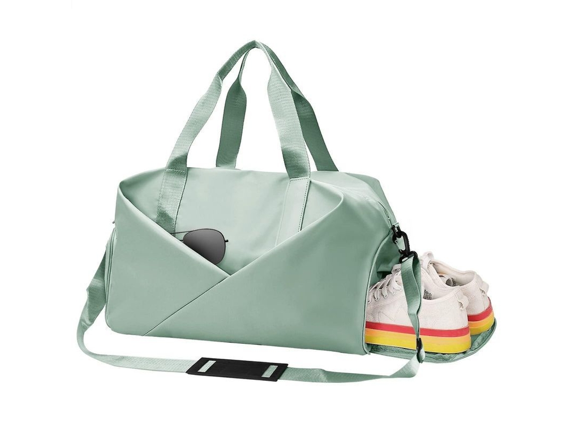 2026 mochila Esportiva Grande para Mulher com Compartimento para Sapatos e Seções Secas/úmidas Bolsa de Viagem de Nylon Verde
