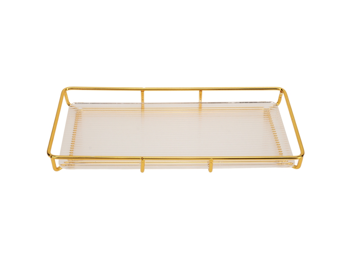 Bandeja organizadora de aço inox e acrílico, moderna, grande, para banheiro | S/MARCA