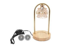 Lâmpada Aquecedora de Velas Ajustável de Vidro com Base de Madeira 2 Lâmpadas 50w