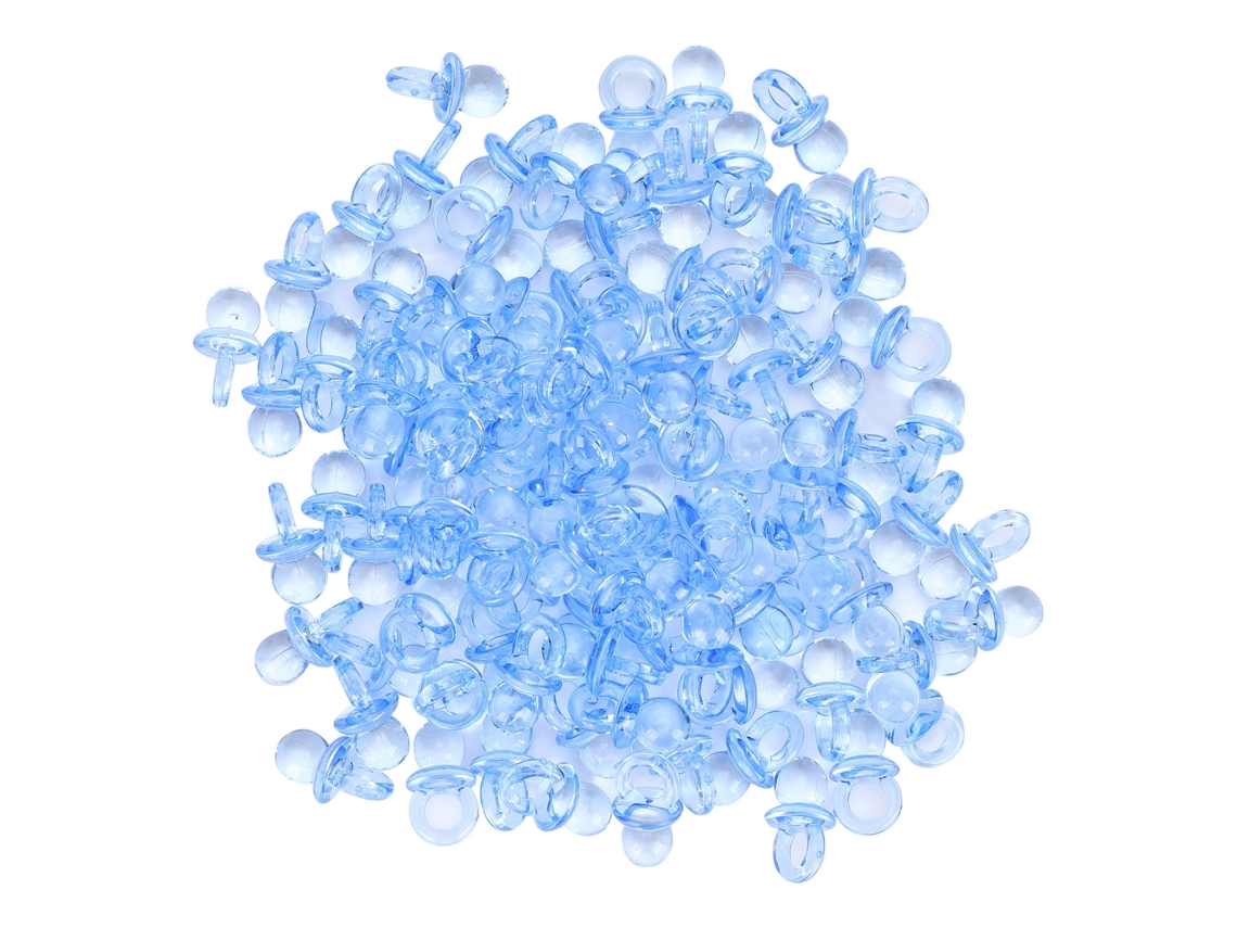 200 Chupetas de Acrílico Mini Decoração Batismo Aniversário Azul