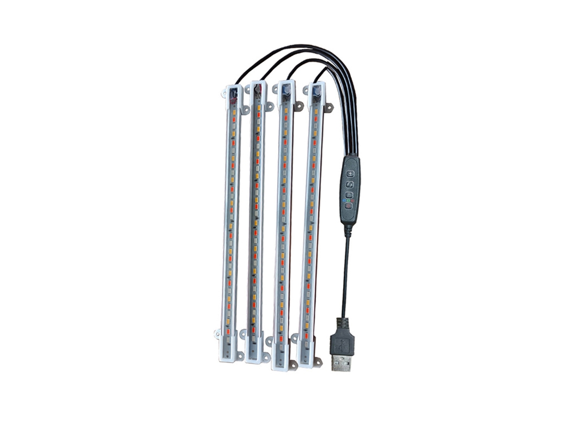 Luminária De Cultivo Com Suporte, 25 Cm, Quatro Lâmpadas, Alimentada Por Usb Aquaforge (adaptador Não Incluído)