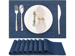 Jogos Americanos Laváveis Conjunto De 8 - Trançados - Antiderrapantes, Resistentes Ao Calor - 30x43,5cm (azul2)