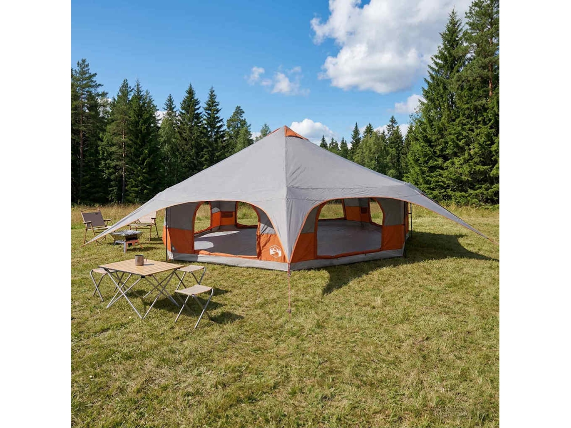 Vidaxl Barraca Familiar 18 Pessoa Cinza E Laranja