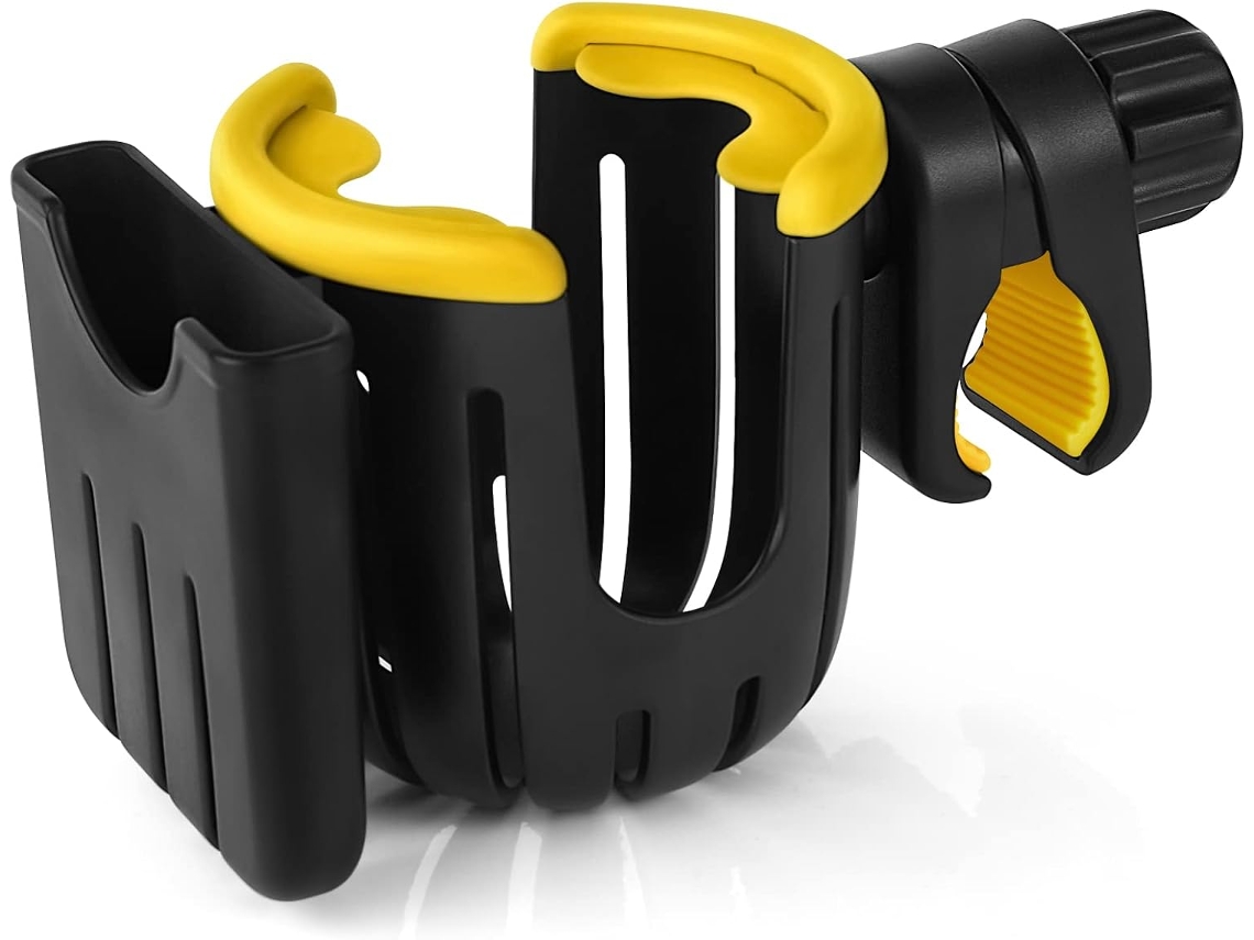 Porta-copos Com Suporte Para Celular 2 Em 1, Universal, Para Carrinho De Bebê, Andador E Cadeira De Rodas, Preto E Amarelo.