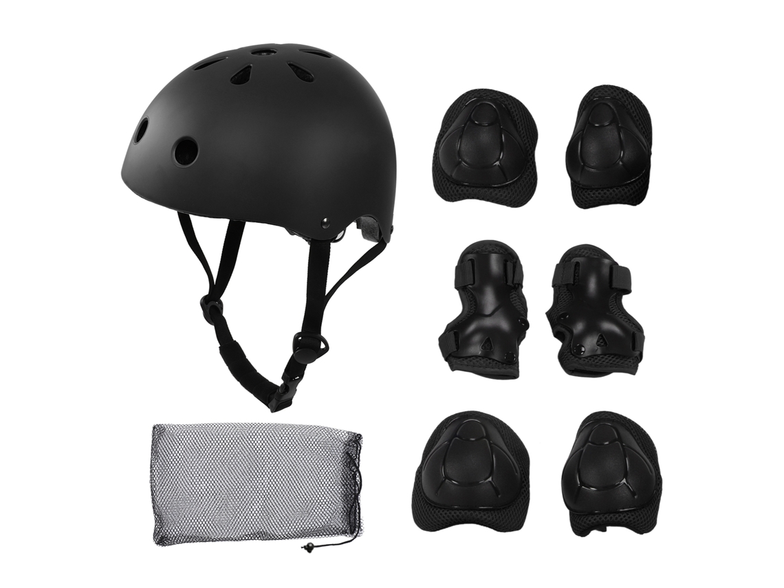 Conjunto de 7 peças de proteção infantil para ciclismo, patinação, incluindo capacete, Joelheiras e cotoveleiras AQUAFORGE
