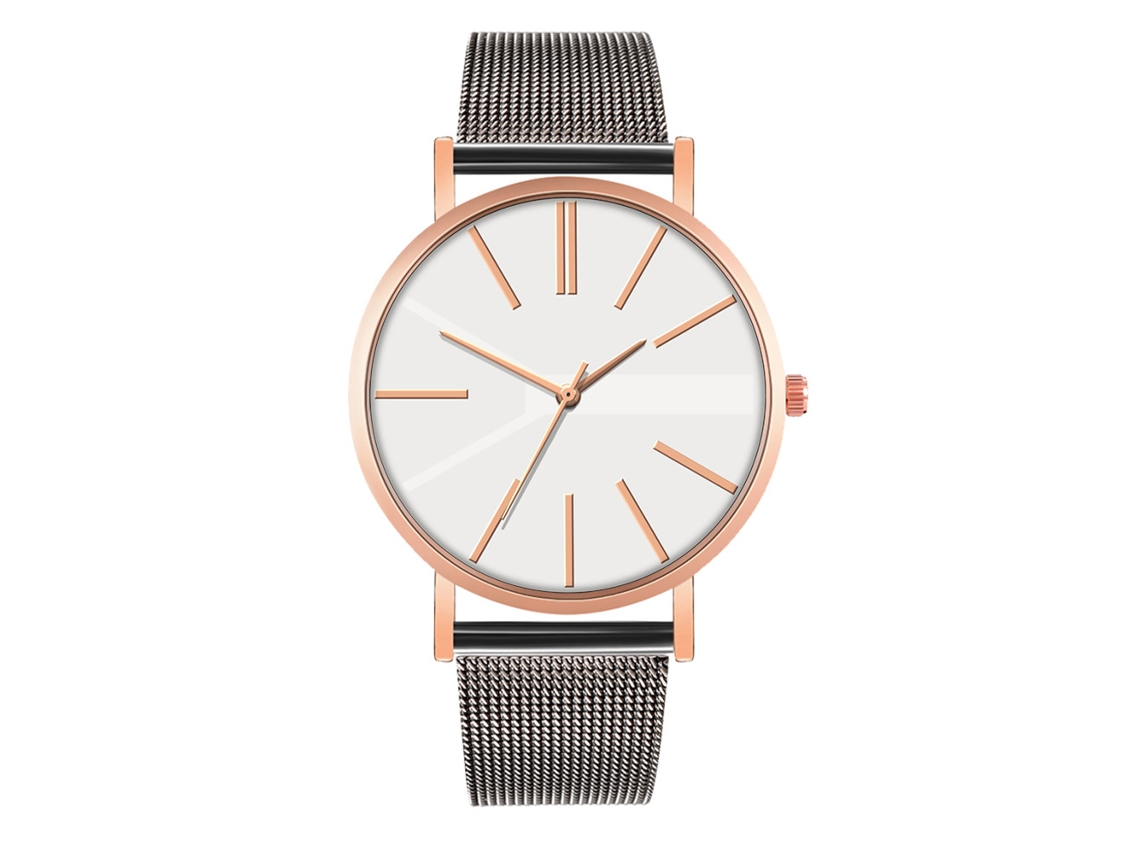 Reloj De Moda Para Parejas Correa De Malla Dial Redondo Cuarzo Unisex