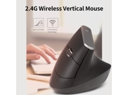 Rato Óptico Ergonômico Vertical Sem Fio 2.4g 6 Teclas Velocidade De Movimento Ajustável Preto