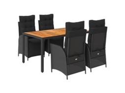 Conjunto de 5 Jantar para Jardim com Almofadões Vime Pe Preto MAISON EXCLUSIVE