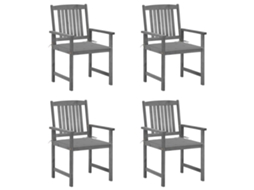Vidaxl Cadeiras De Jardim Com Almofadões 4 Pcs Acácia Maciça Cinza