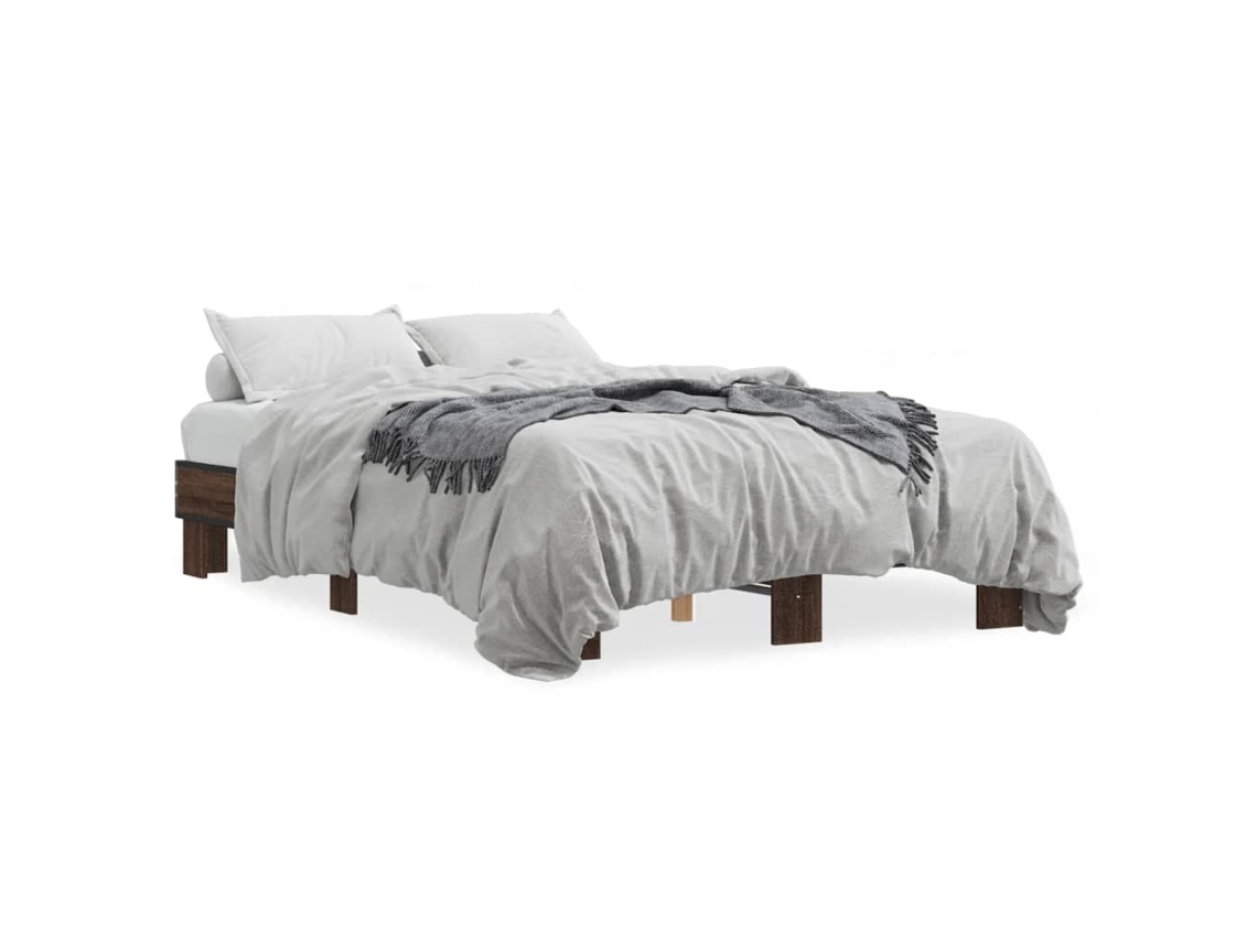 Bed Frame, Bed Frames Vidaxl Marrom Madeira Processada (135 X 190 Cm)