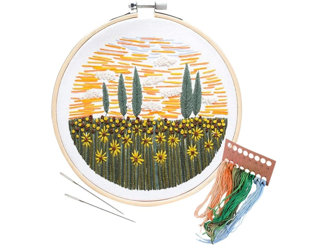 Lurelia Kit Bordado Iniciante Bambu 12,5 Cm 3 Colorido Com Bastidor