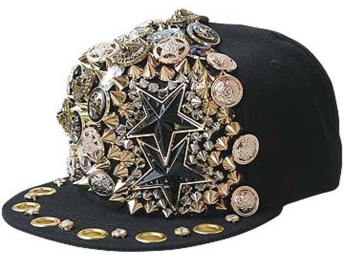 Boné Trucker com Rebites, Estilo Leão, Preto, Macio | S/MARCA