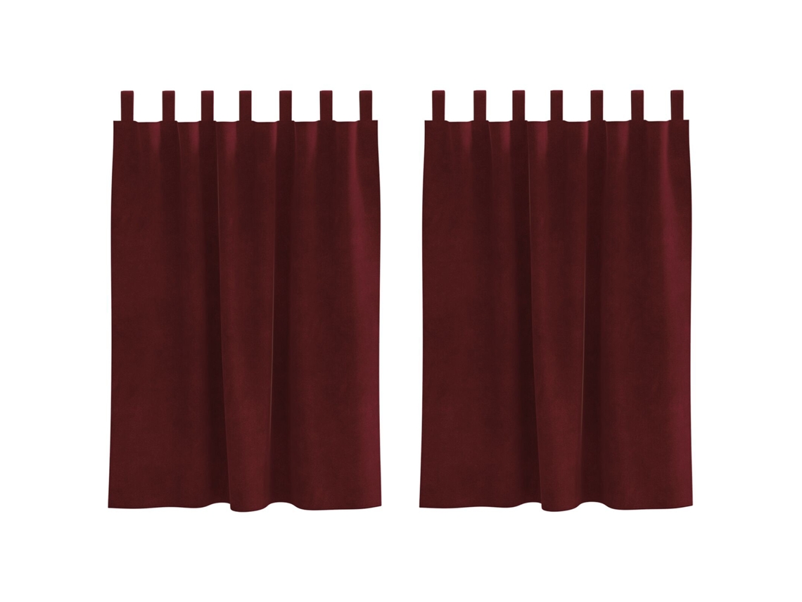 Conjunto 2 Cortinas Opacas Vidaxl Vermelho Veludo (140 X 140 Cm)