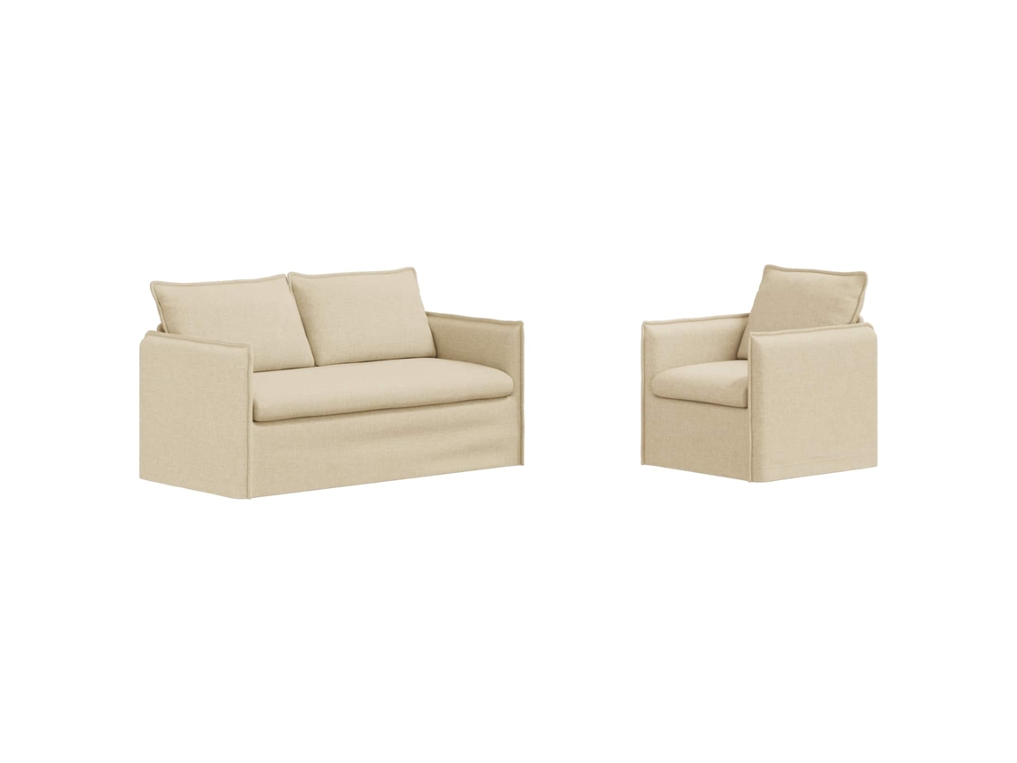 Maison Exclusive - Conjunto De Sofás 2 Unid. Creme Tecido