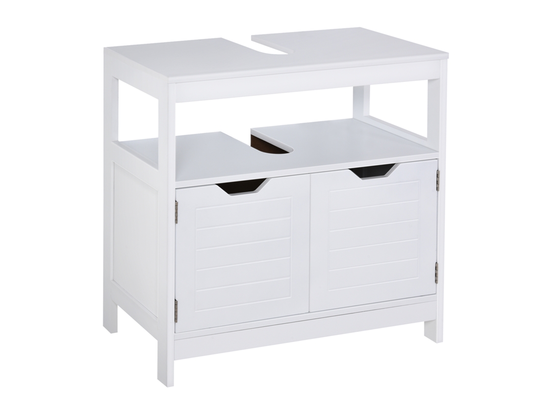 Armário Casa De Banho Placa De Mdf Cor Branco 60 Cm X 30 Cm X 60 Cm Kleankin