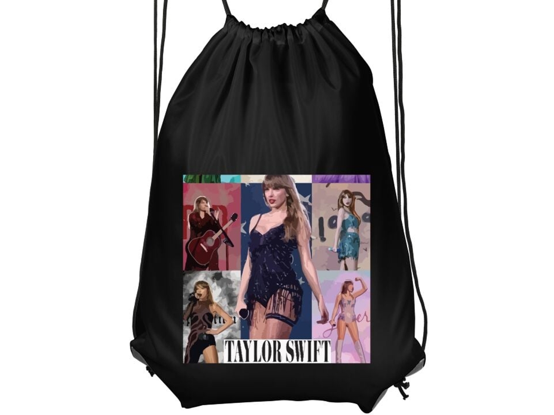 Mochila de Ginástica Infantil- Confortável e Prática, Preta, Estilo Taylor Swift BRILVIBERA