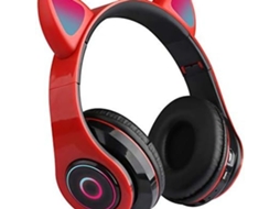 Fones De Ouvido Bluetooth Sem Fio Com Orelhas De Gato E Luz Led Vermelha. Brilvibera