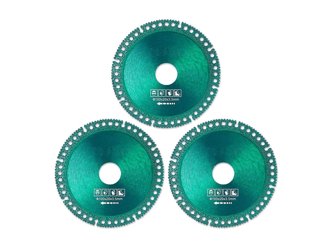 Lâmina de serra multifuncional com disco diamantado para corte de tubos de cerâmica e PVC, pacote com 3 unidades.