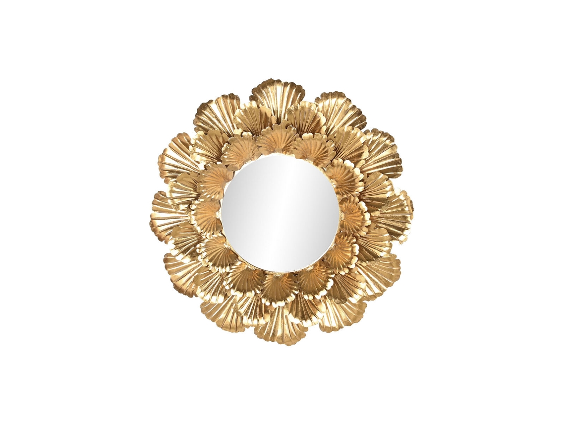 Espelho de Parede HOME ESPRIT Dourado Metal Folha de Planta 76,5 X 8 X 76,5 Cm