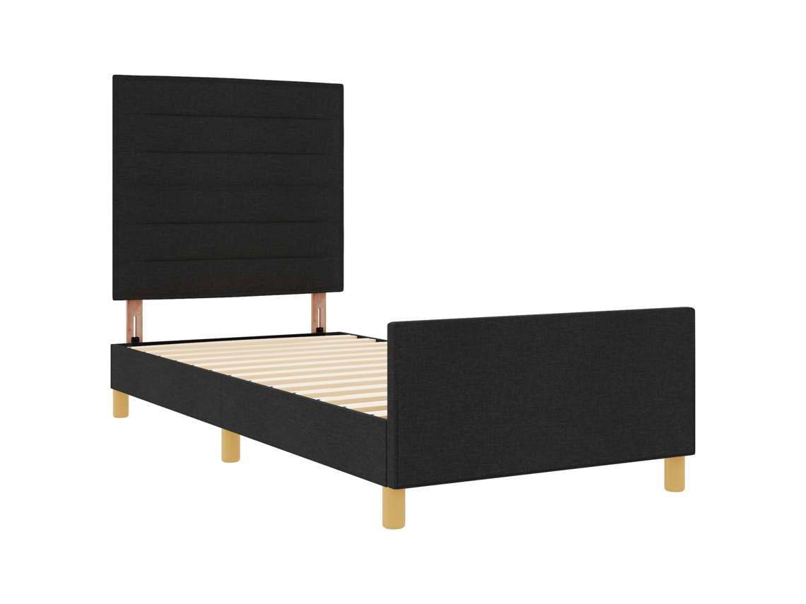 Conjunto 1 Estrado De Cama Plataforma Vidaxl Preto Tecido (80 X 200 Cm)